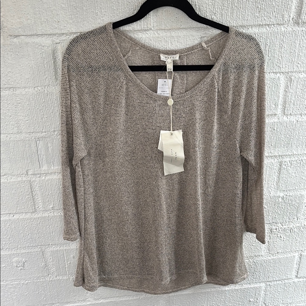 Soft Joie Knit Stretch Flax Beige Long Sleeve Oversized Top sz S